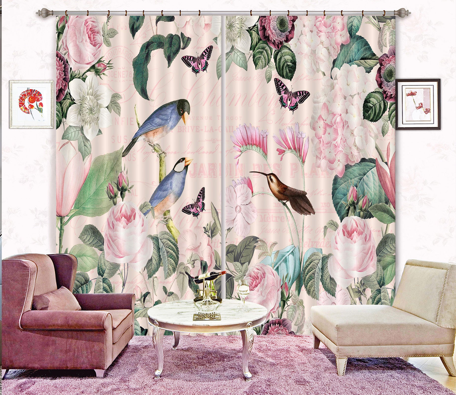 3D Magpie Rose 018 Andrea haase Curtain Curtains Drapes