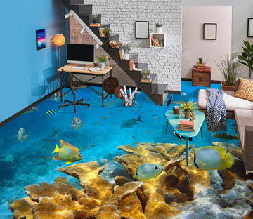 3D Premium Yellow Coral 1431 Floor Mural