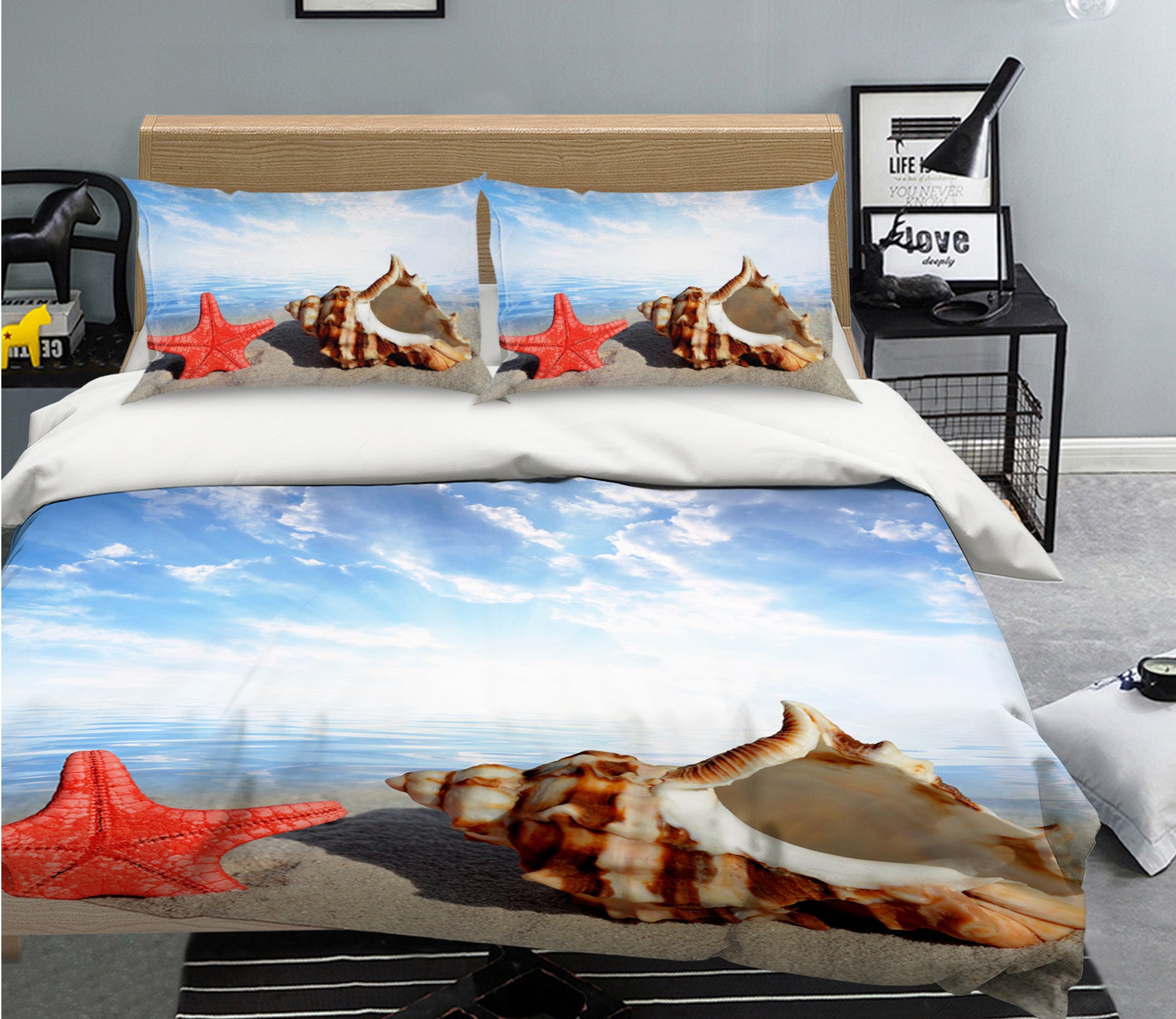 3D Starfish Shell 035 Bed Pillowcases Quilt