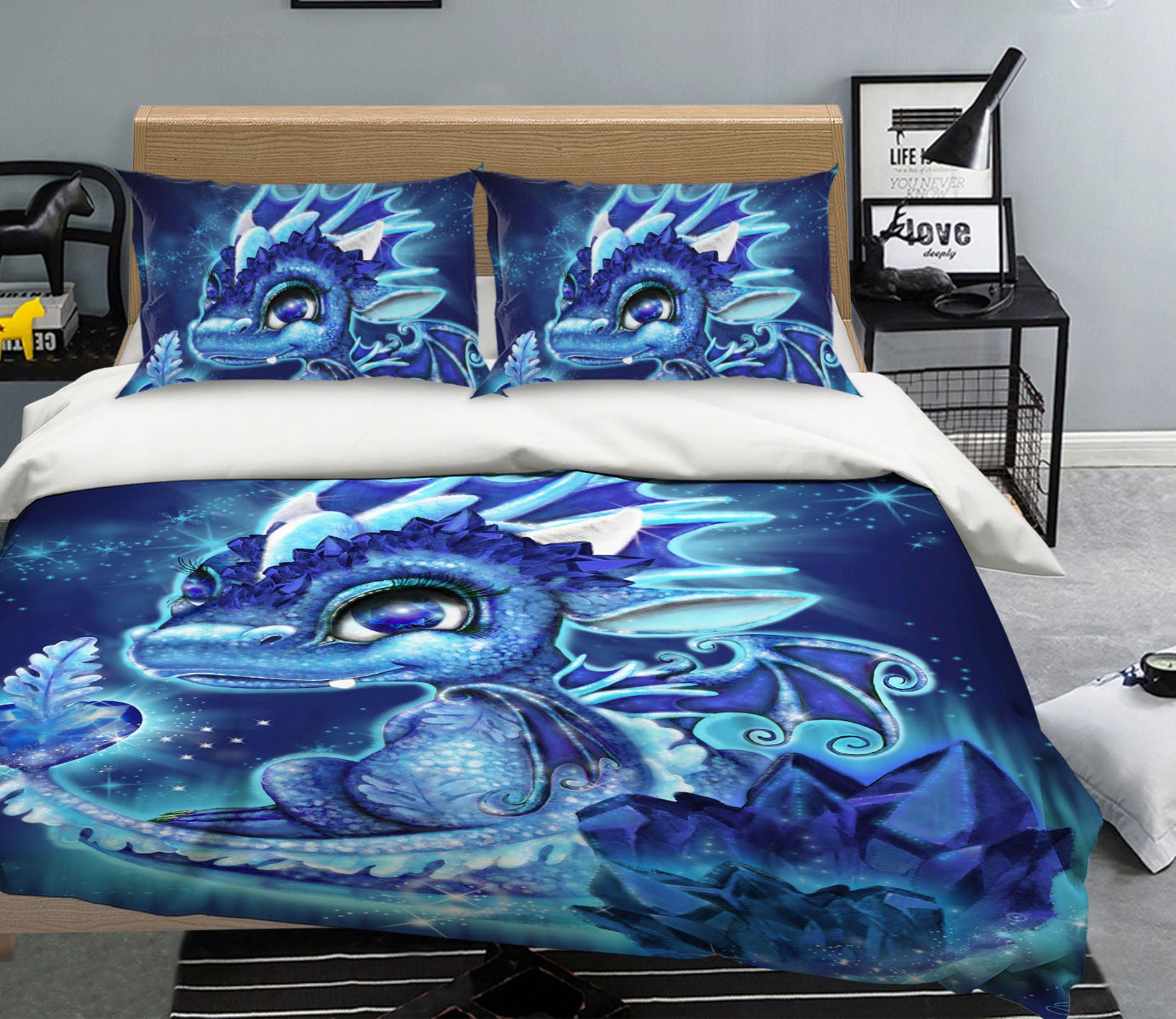 3D Blue Purple Dragon 8607 Sheena Pike Bedding Bed Pillowcases Quilt Cover Duvet Cover