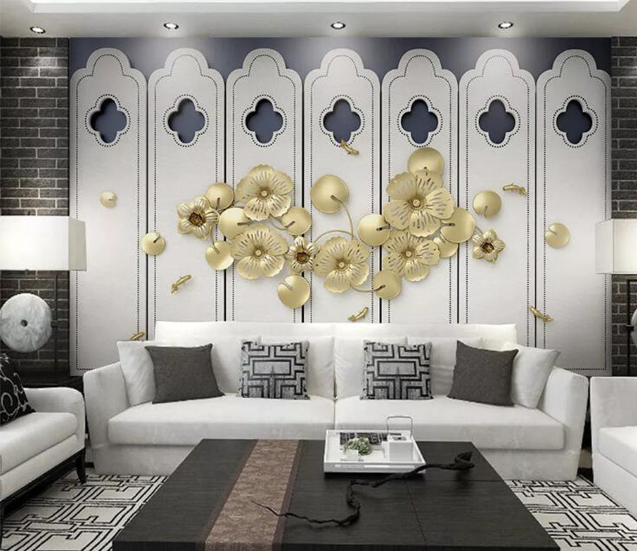 3D Gold Pattern WC180 Wall Murals