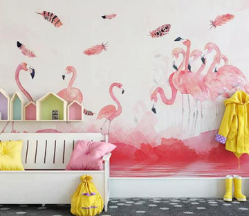 3D Pink Flamingo 577 Wall Murals Wallpaper AJ Wallpaper 2 
