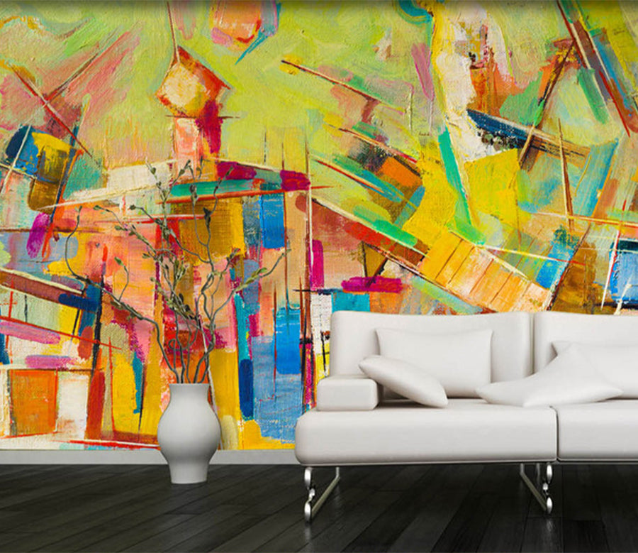 3D Orange Painting WG166 Wall Murals