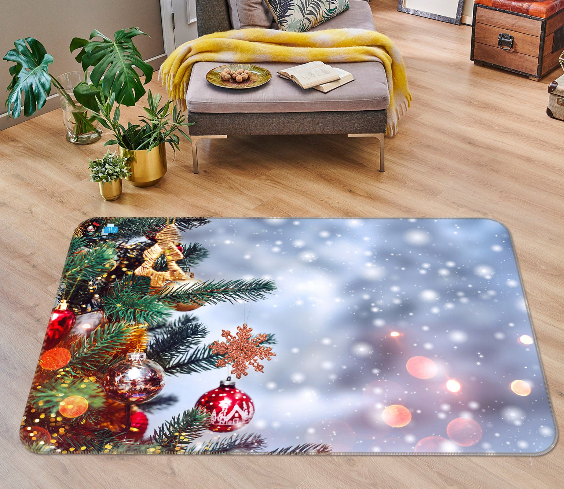 3D Snow Tree 56227 Christmas Non Slip Rug Mat Xmas