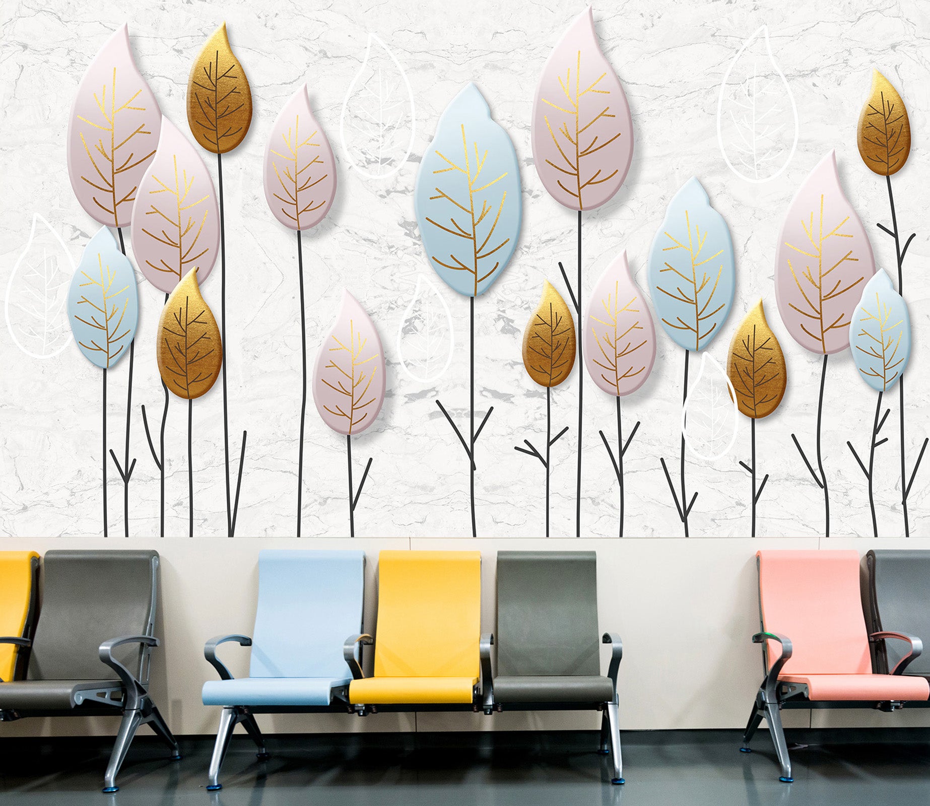 3D Colored Leaves 322 Wall Murals