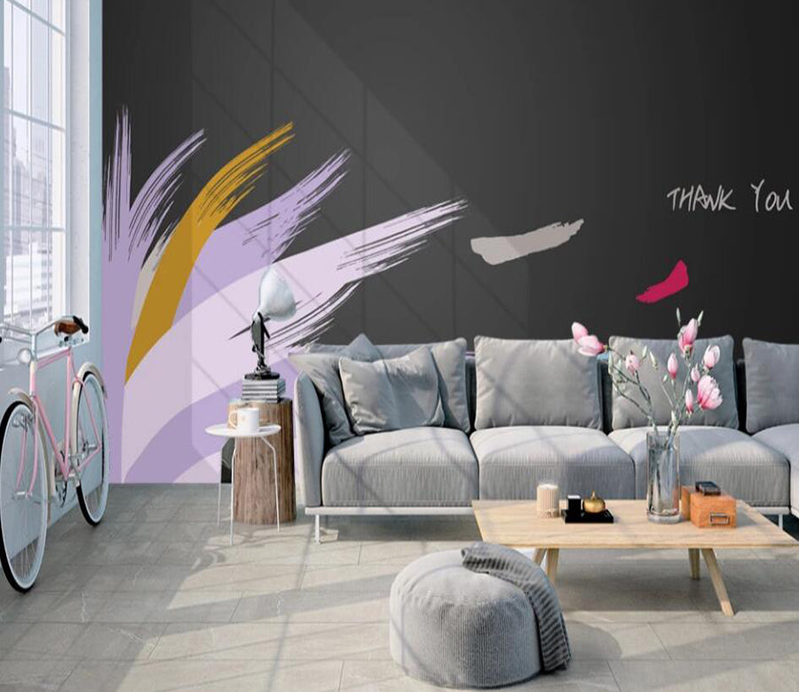 3D Tricolor Feather 487 Wall Murals