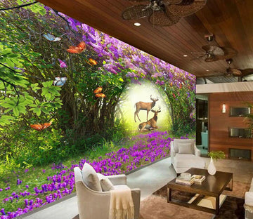 3D Sika Deer Forest WC220 Wall Murals