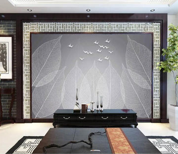 3D White Leaves WC90 Wall Murals Wallpaper AJ Wallpaper 2 