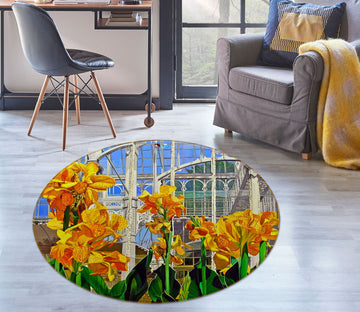3D Flower Bush 110102 Matthew Holden Bates Rug Round Non Slip Rug Mat