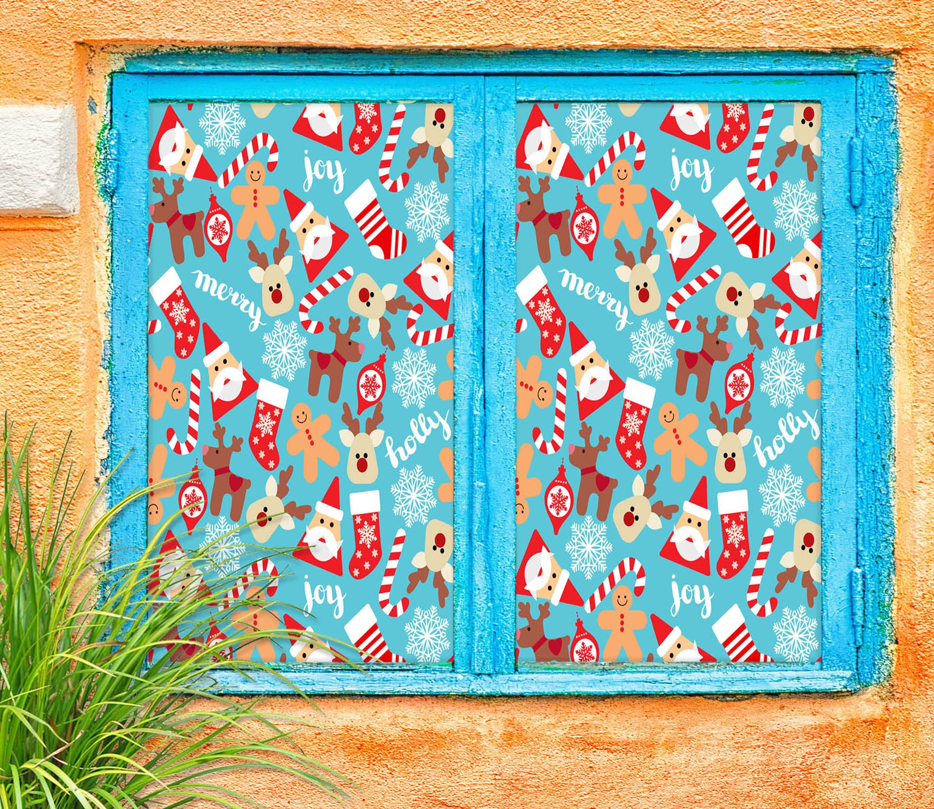 3D Santa Socks 30040 Christmas Window Film Print Sticker Cling Stained Glass Xmas