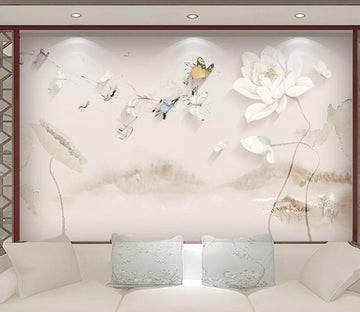 3D Lotus Butterfly WC87 Wall Murals Wallpaper AJ Wallpaper 2 
