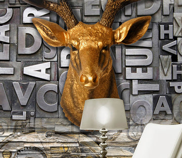 3D Golden Deer WG017 Wall Murals