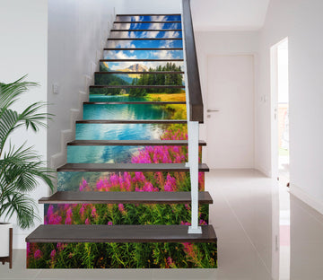 3D Beautiful Flowers By The River 262 Stair Risers