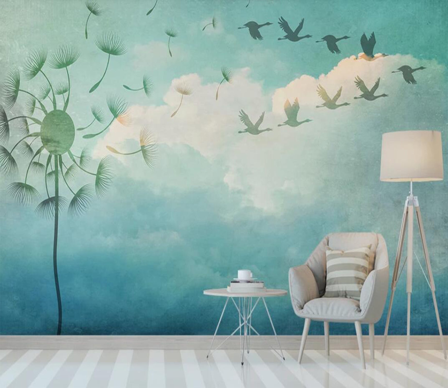 3D Light Blue Reflection 2274 Wall Murals