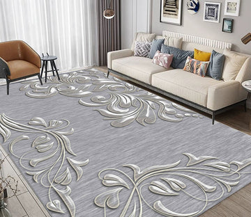 3D Gray Leaves WG490 Non Slip Rug Mat Mat AJ Creativity Home 