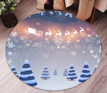 3D Snowflake Magic Sleigh 068 Round Non Slip Rug Mat Mat AJ Creativity Home 