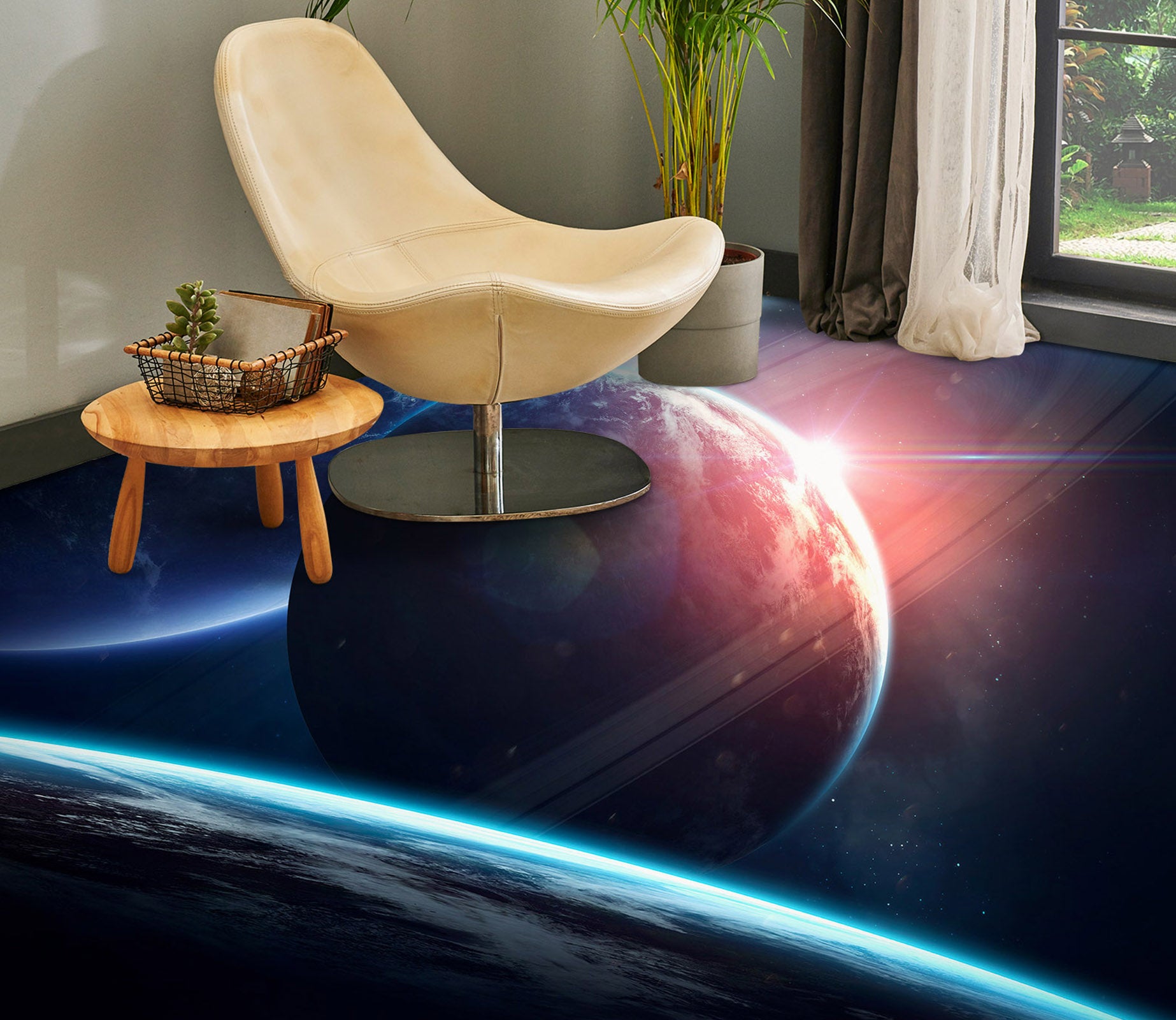 3D Cosmic Red Light 1226 Floor Mural  Wallpaper Murals Self-Adhesive Removable Print Epoxy