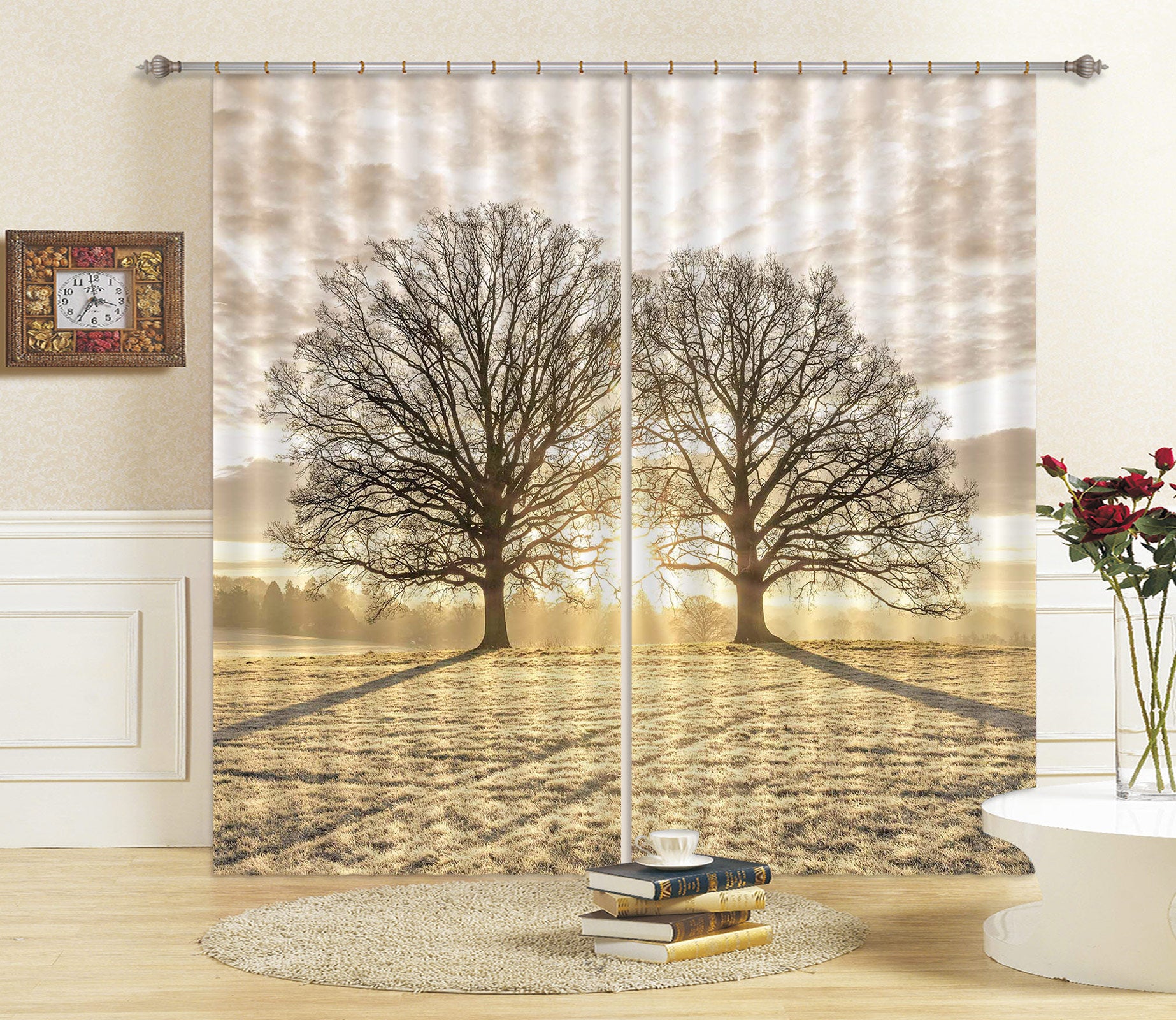 3D Yellow Prairie Tree 086 Assaf Frank Curtain Curtains Drapes