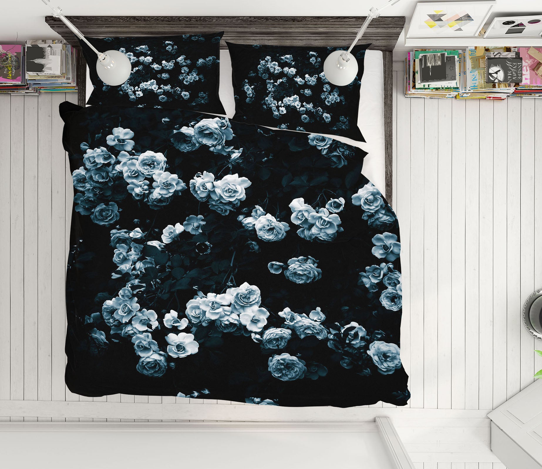 3D White Rose 2003 Noirblanc777 Bedding Bed Pillowcases Quilt