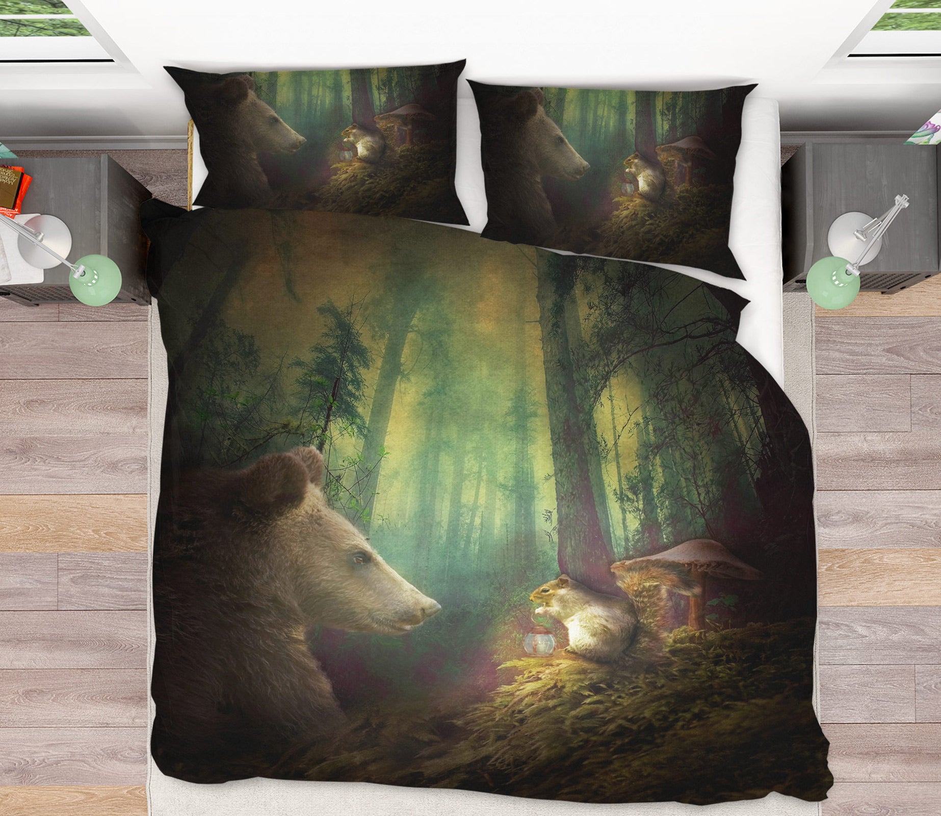 3D Forest Bear Mouse 8575 Beth Sheridan Bedding Bed Pillowcases Quilt