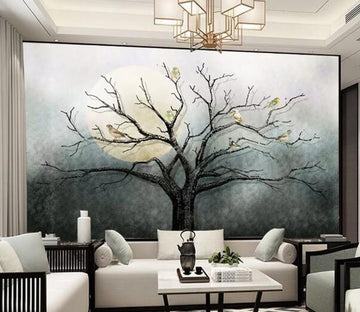 3D Black Tree Bird WC1654 Wall Murals