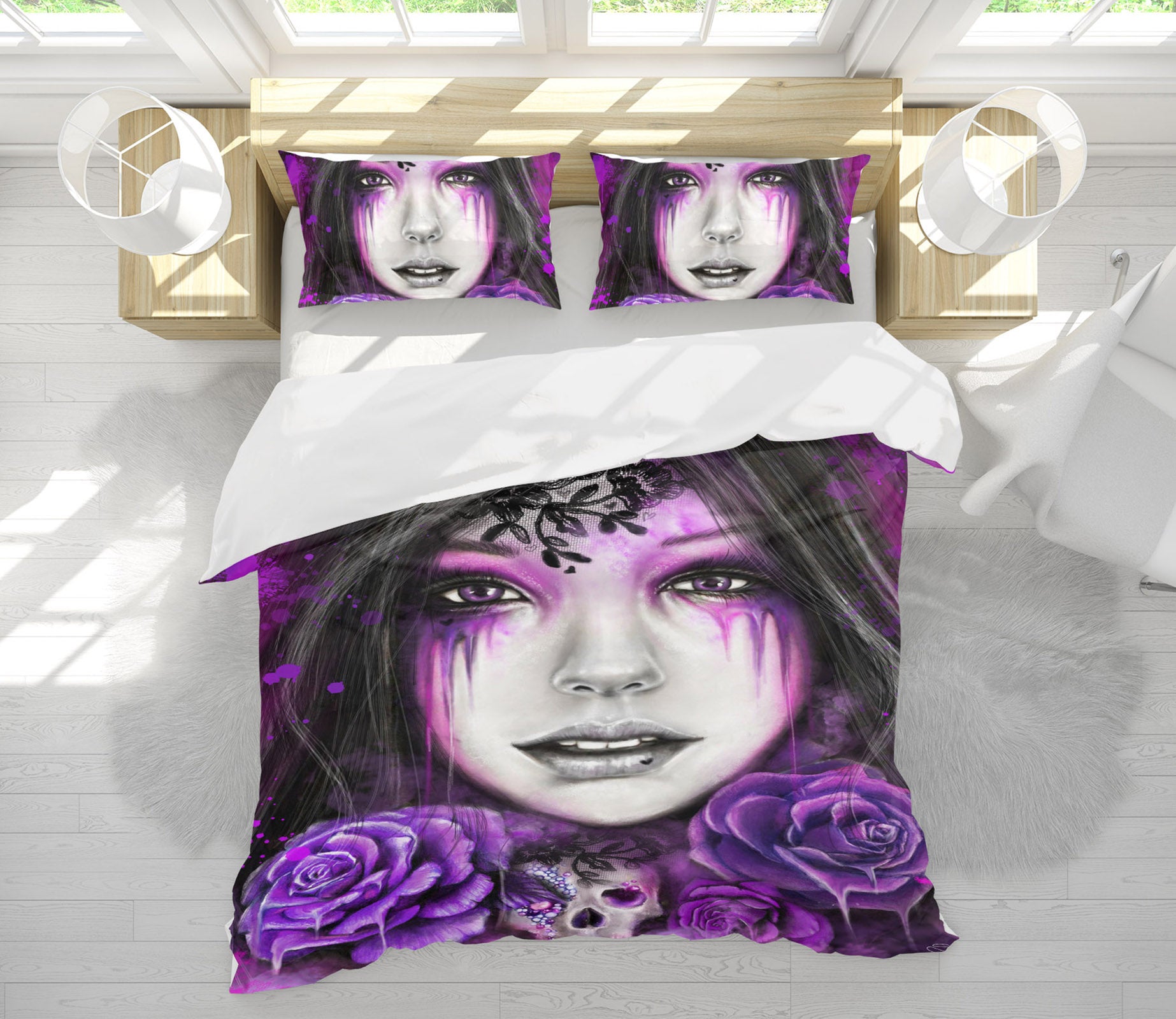 3D Purple Rose Woman 8567 Sheena Pike Bedding Bed Pillowcases Quilt Cover Duvet Cover