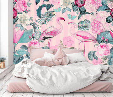 3D Flamingo Forest 1411 Andrea haase Wall Mural Wall Murals