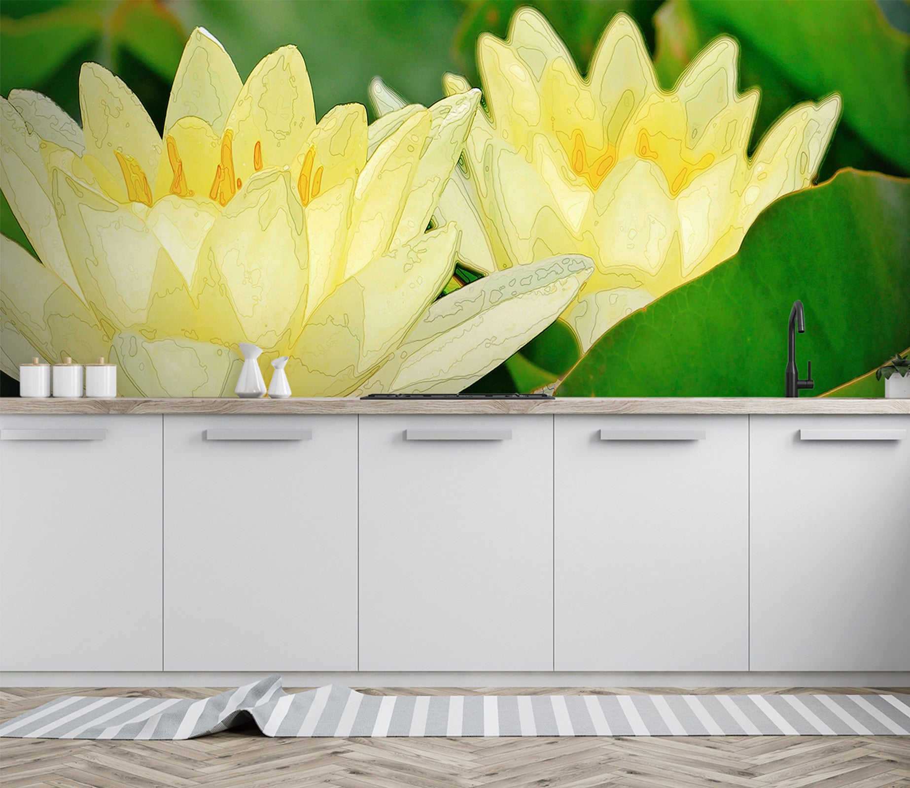 3D Yellow Flowers Leaves 91117 Alius Herb Wall Mural Wall Murals