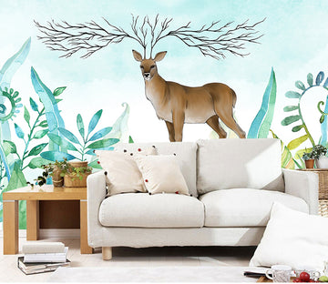 3D Green Grass Deer WG076 Wall Murals