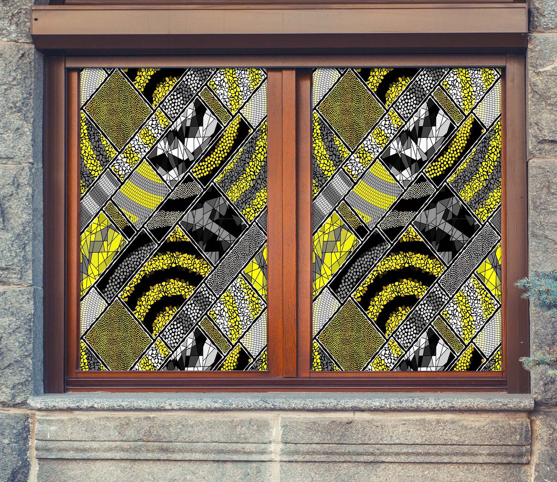 3D Black Rotating Pattern 155 Window Film Print Sticker Cling Stained Glass UV Block