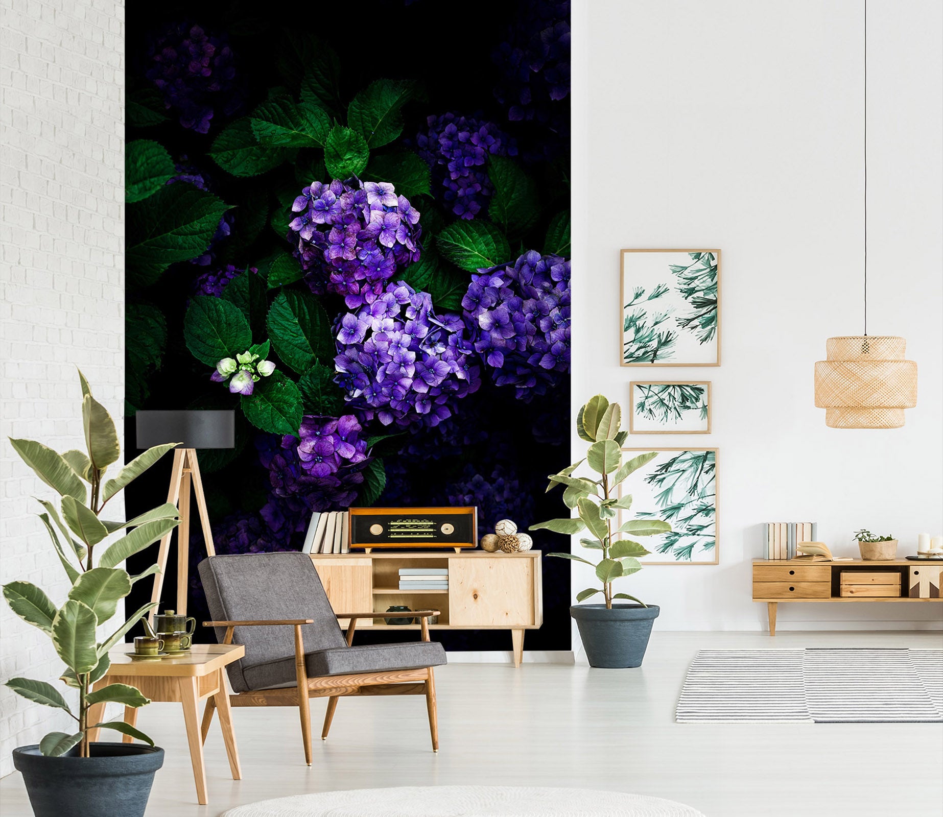 3D Purple hHydrangea 1302 Noirblanc777 Wall Mural Wall Murals