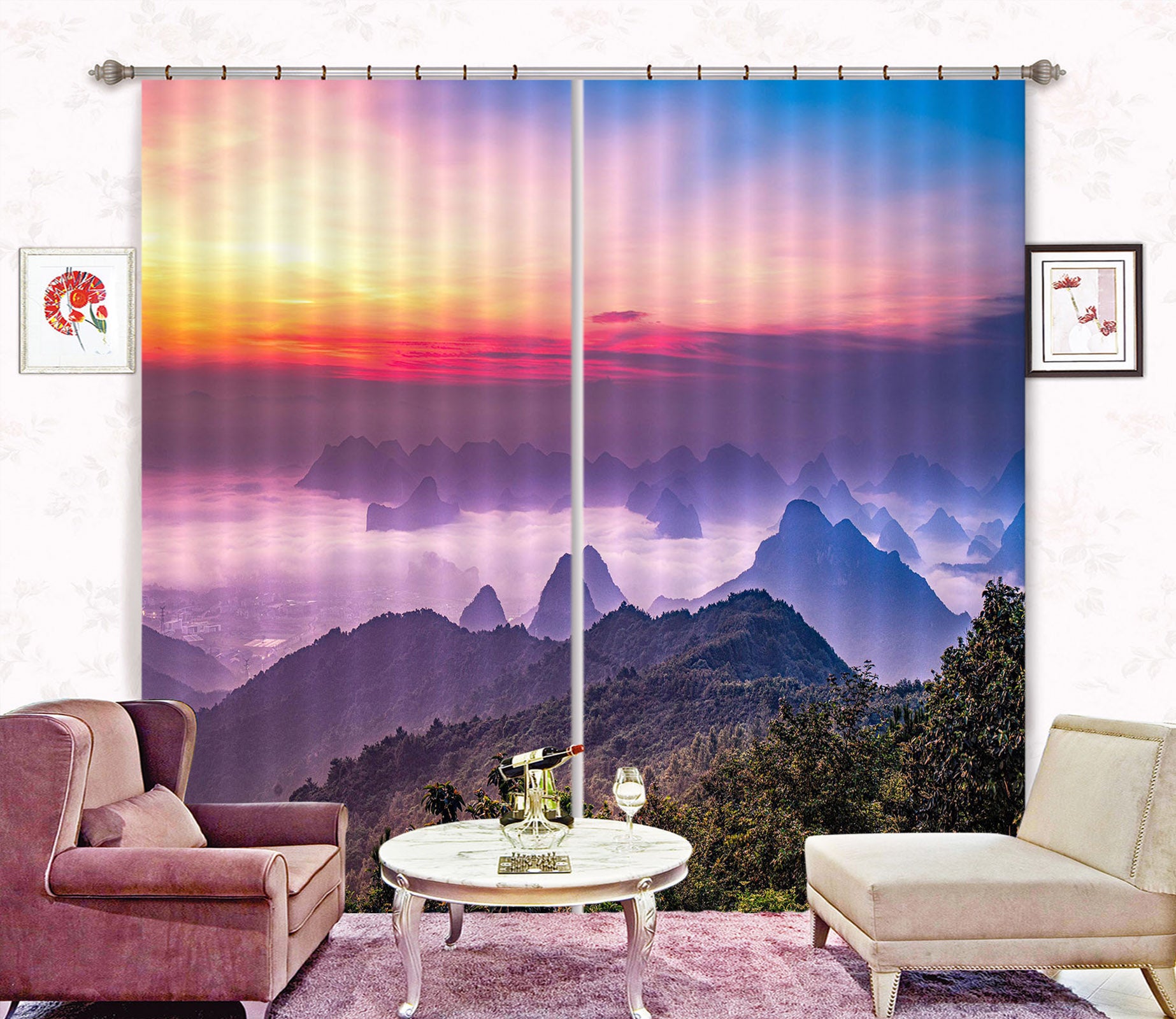 3D Morning Valley 835 Curtains Drapes