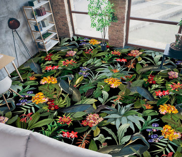 3D Flower Bush Leaves 99177 Uta Naumann Floor Mural  Wallpaper Murals Self-Adhesive Removable Print Epoxy