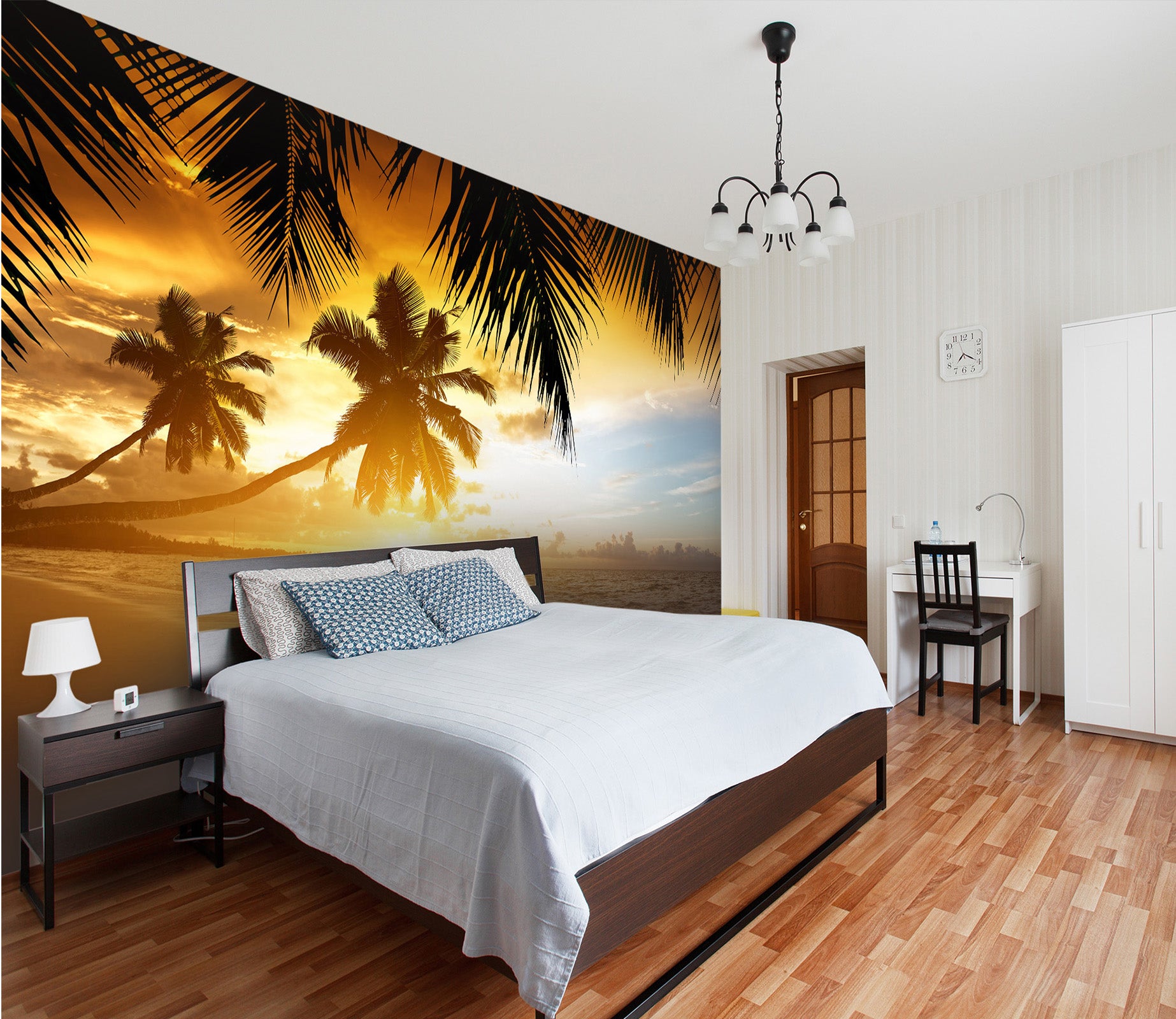 3D Beach Sunset 025 Wall Murals