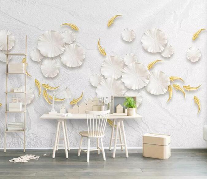 3D Goldfish Lotus Leaf 284 Wall Murals Wallpaper AJ Wallpaper 2 