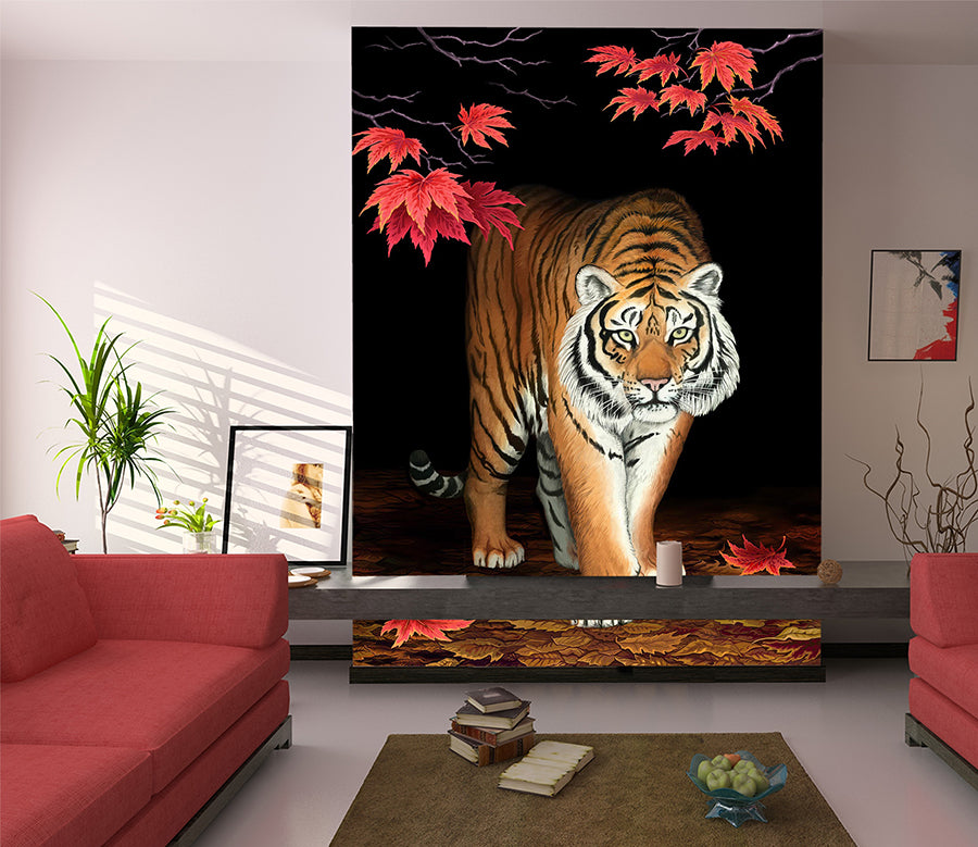 3D Leaf Tiger 1097 Wall Murals