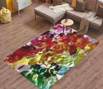 3D Colored Flowers 19150 Shandra Smith Rug Non Slip Rug Mat