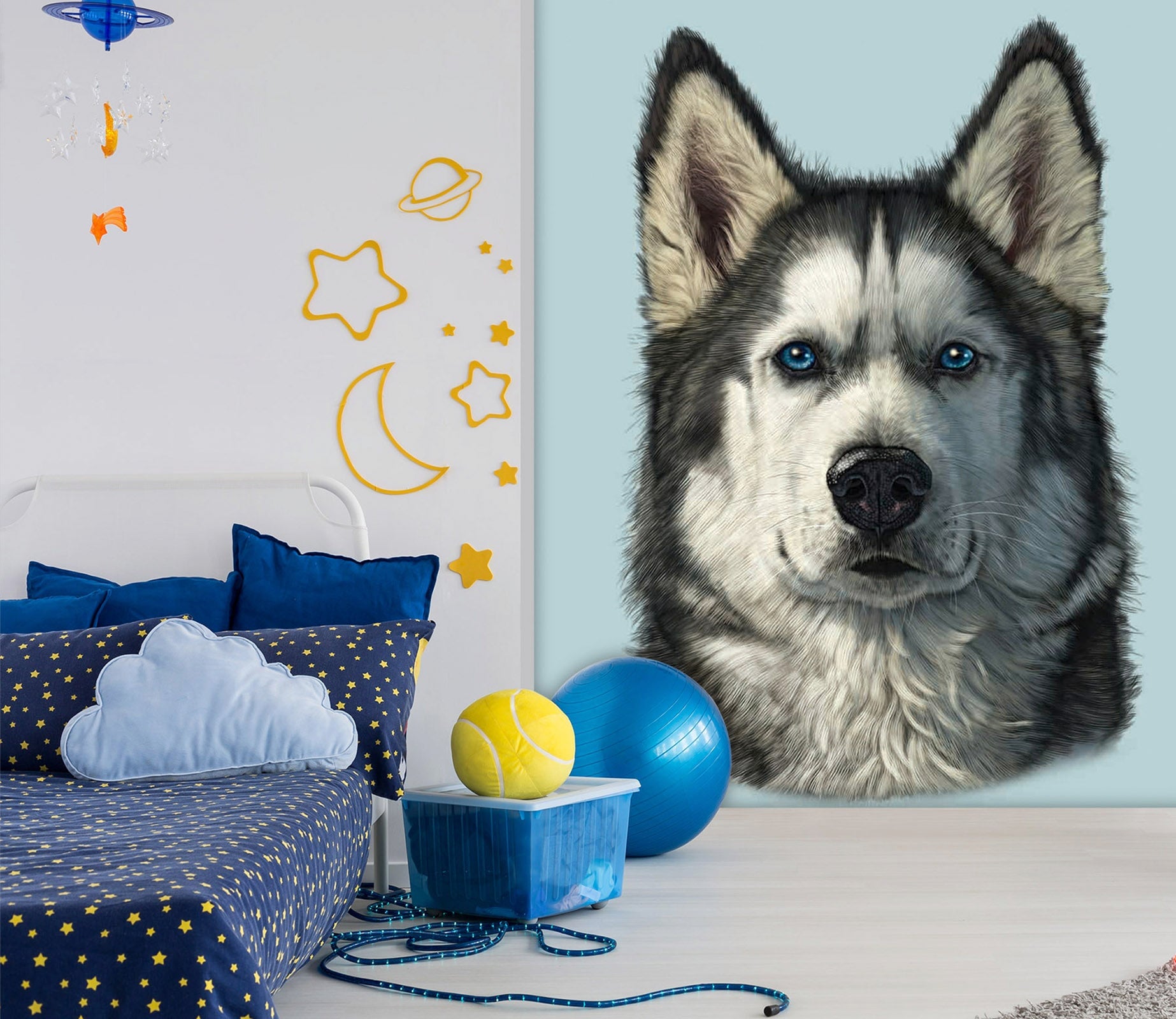 3D Husky Portrait 1522 Wall Murals Exclusive Designer Vincent Wallpaper AJ Wallpaper 