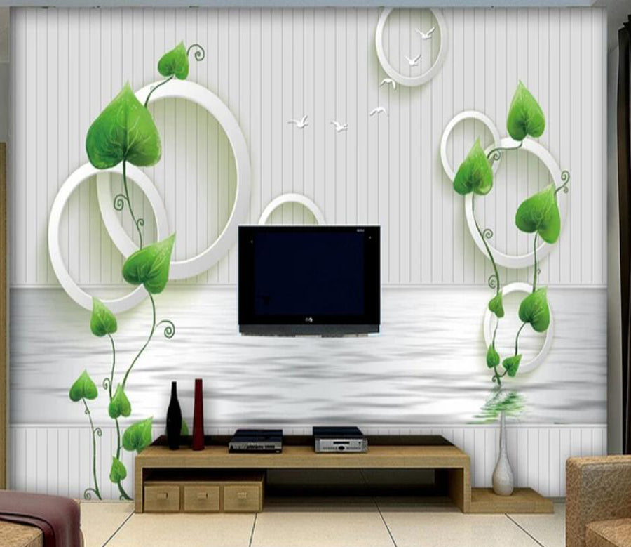 3D Leaf Circle 006 Wall Murals