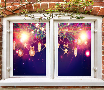 3D String Lights 30042 Christmas Window Film Print Sticker Cling Stained Glass Xmas