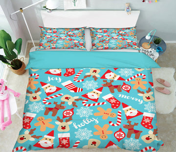 3D Santa Claus 52142 Christmas Quilt Duvet Cover Xmas Bed Pillowcases