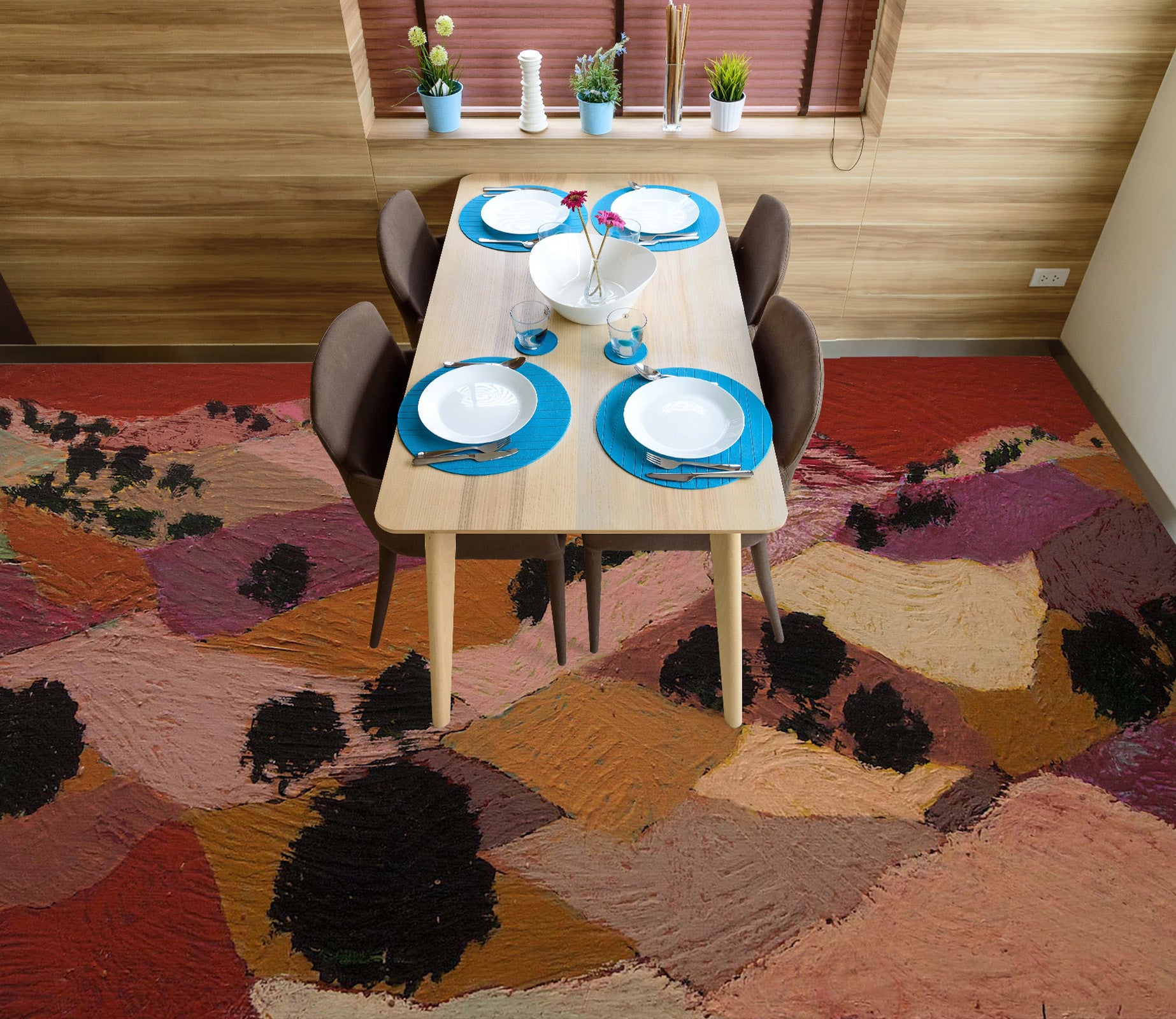 3D Pigment Block Trees 9920 Allan P. Friedlander Floor Mural  Wallpaper Murals Self-Adhesive Removable Print Epoxy