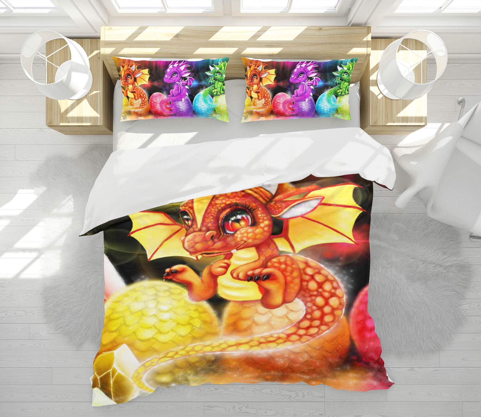 3D Yellow Dragon 8563 Sheena Pike Bedding Bed Pillowcases Quilt Cover Duvet Cover