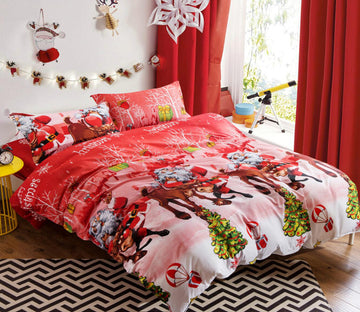 3D Santa Claus Pattern 32073 Christmas Quilt Duvet Cover Xmas Bed Pillowcases