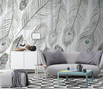3D Grey Feather WG036 Wall Murals