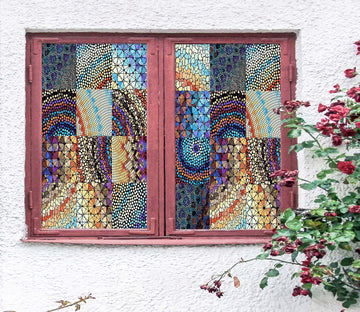3D Fragment Art 448 Window Film Print Sticker Cling Stained Glass UV Block