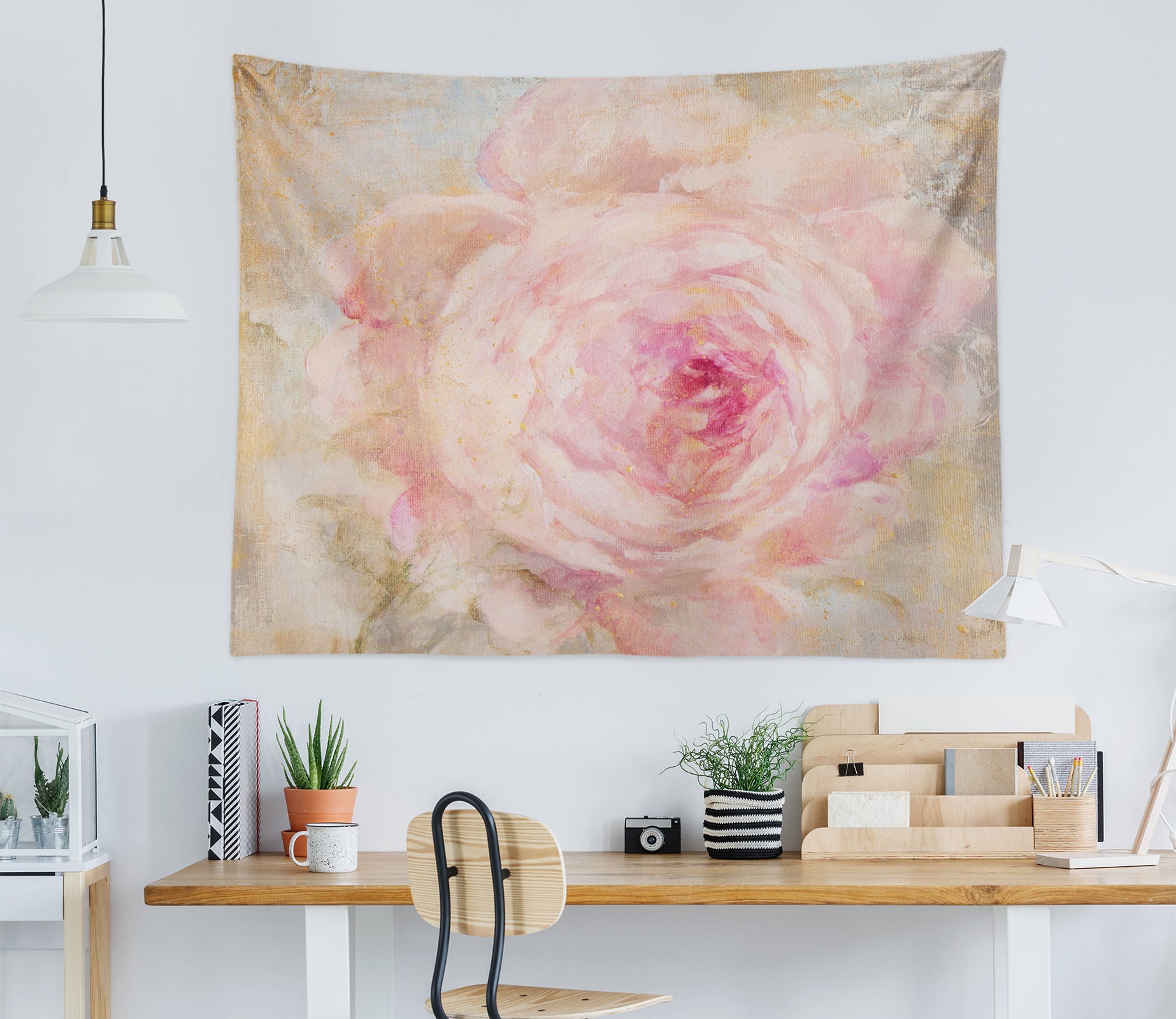 3D Pink Rose 111187 Debi Coules Tapestry Hanging Cloth Hang