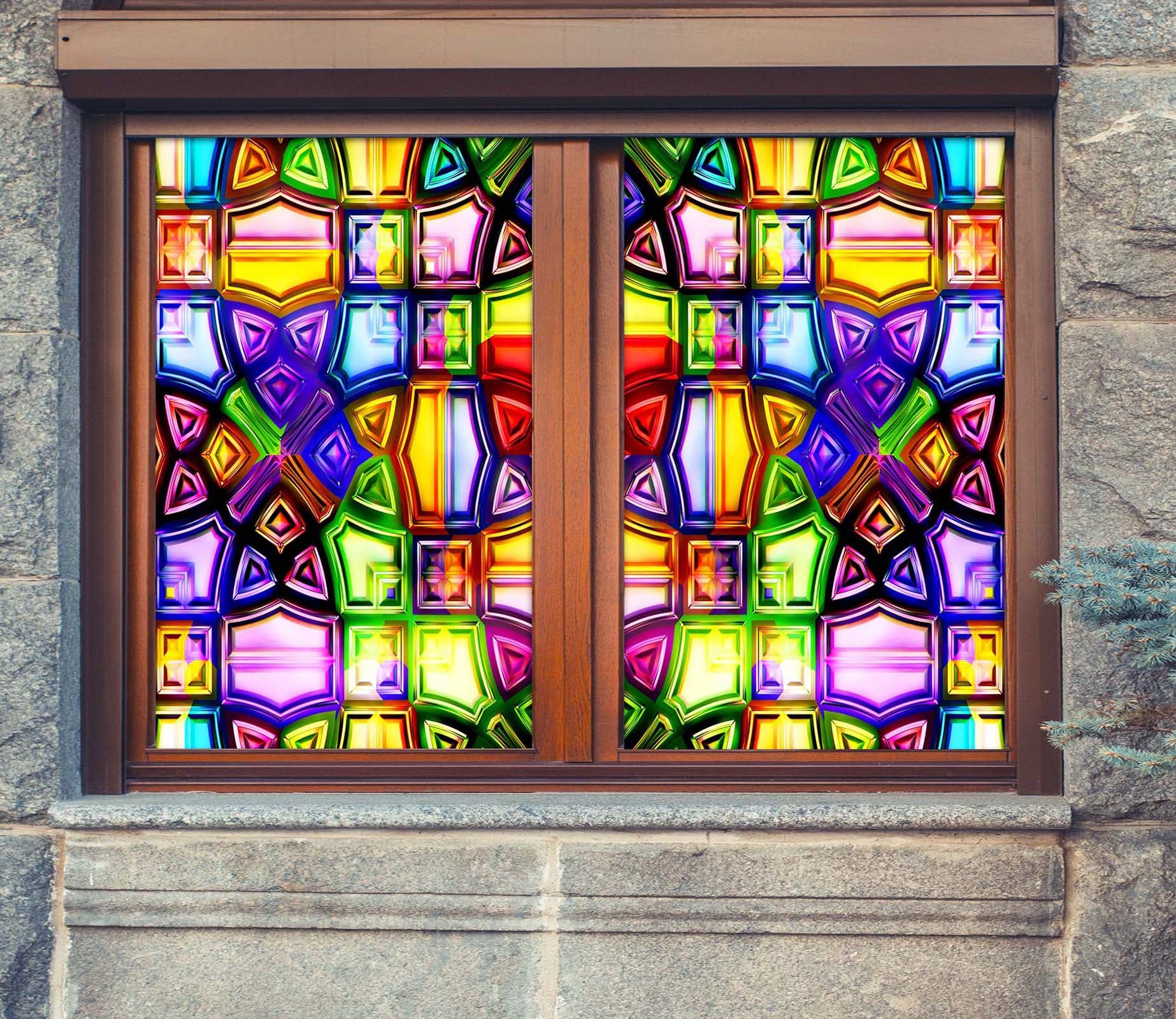 3D Art Deco Pattern 272 Window Film Print Sticker Cling Stained Glass UV Block