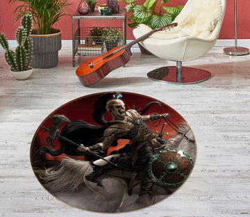 3D Knight 4187 Tom Wood Rug Round Non Slip Rug Mat