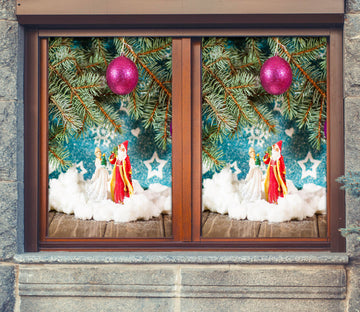 3D Santa Claus Ornaments 30059 Christmas Window Film Print Sticker Cling Stained Glass Xmas